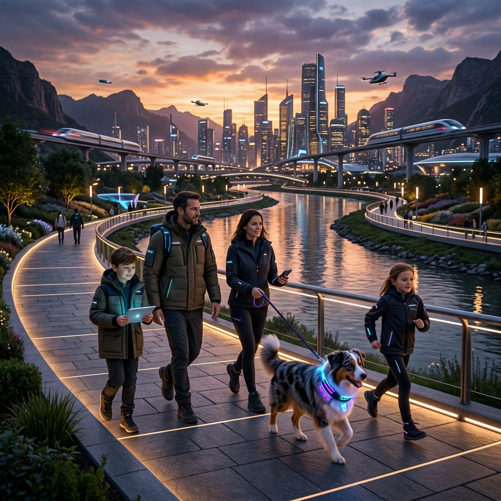 Walking pet safely along riverbank